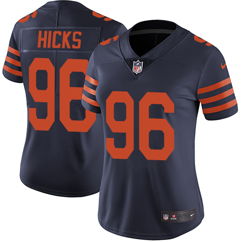 Personalized Bears #96 Akiem Hicks Navy Blue Alternate Women’s Stitched NFL Untouchable Limited Jersey
