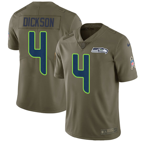 Personalized Seahawks #4 Michael Dickson Olive Youth Stitched NFL Limited 2017 Salute to Service Jersey