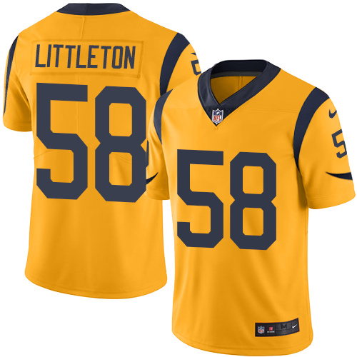 Personalized Rams #58 Cory Littleton Gold Youth Stitched NFL Limited Rush Jersey