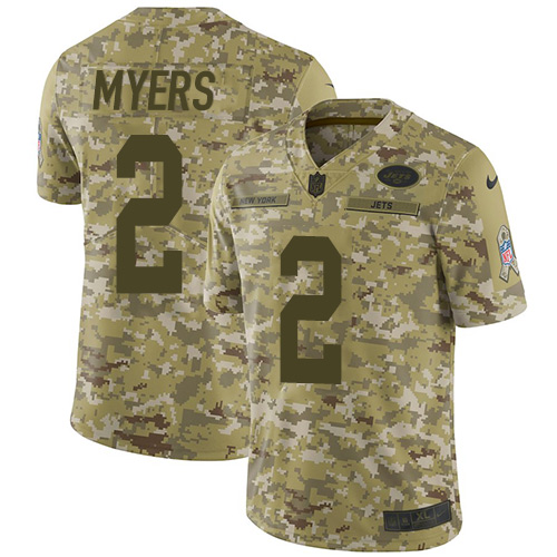 Personalized Jets #2 Jason Myers Camo Youth Stitched NFL Limited 2018 Salute to Service Jersey