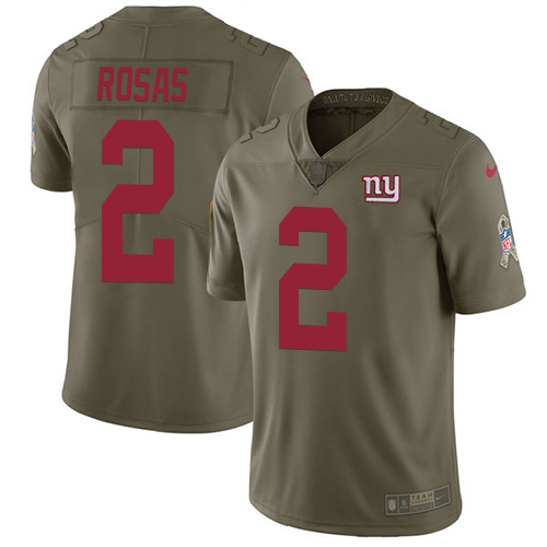 Personalized Giants #2 Aldrick Rosas Olive Youth Stitched NFL Limited 2017 Salute to Service Jersey