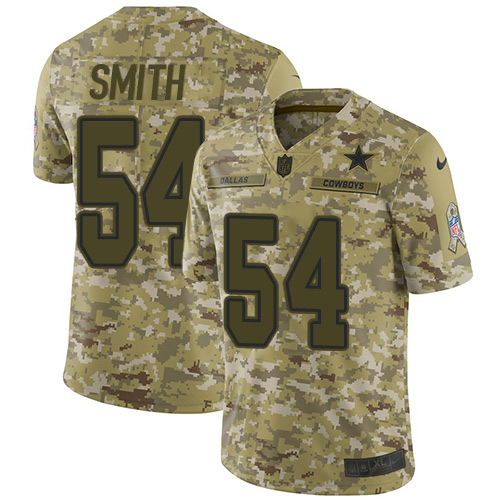 Personalized Cowboys #54 Jaylon Smith Camo Youth Stitched NFL Limited 2018 Salute to Service Jersey