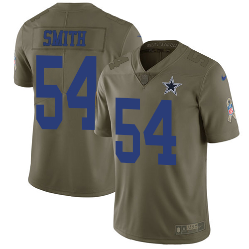 Personalized Cowboys #54 Jaylon Smith Olive Youth Stitched NFL Limited 2017 Salute to Service Jersey