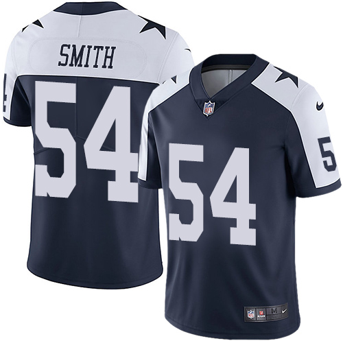 Personalized Cowboys #54 Jaylon Smith Navy Blue Thanksgiving Youth Stitched NFL Untouchable Limited Throwback Jersey