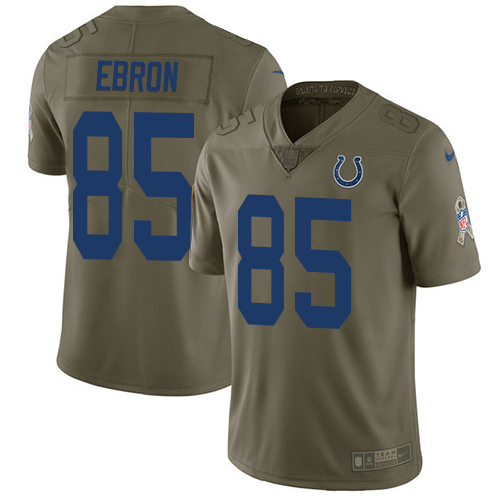 Personalized Colts #85 Eric Ebron Olive Youth Stitched NFL Limited 2017 Salute to Service Jersey