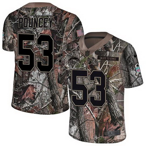 Personalized Chargers #53 Mike Pouncey Camo Youth Stitched NFL Limited Rush Realtree Jersey
