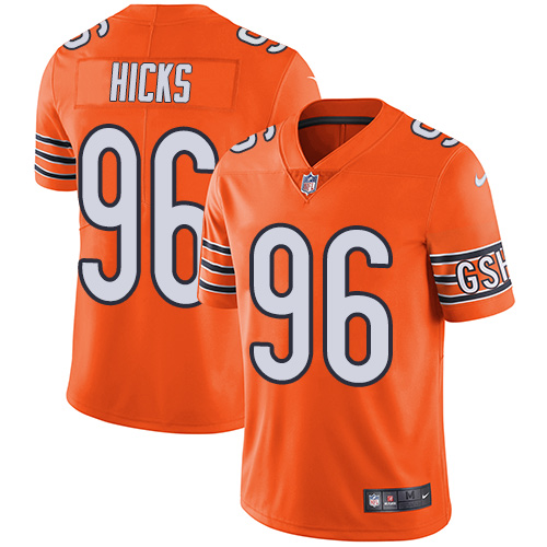 Personalized Bears #96 Akiem Hicks Orange Youth Stitched NFL Limited Rush Jersey