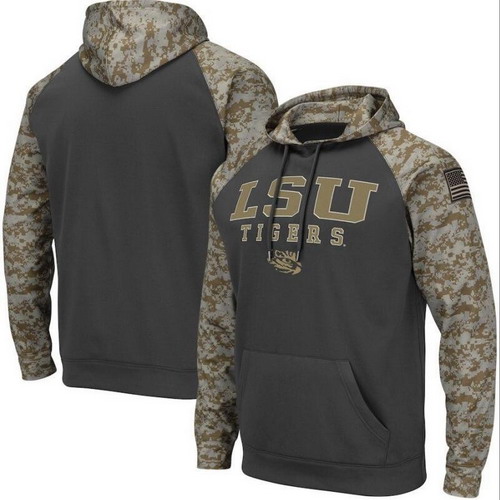 Personalized LSU Tigers Gray Camo Men’s Pullover Hoodie