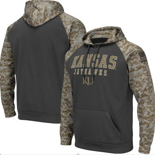 Personalized Kansas Jayhawks Gray Camo Men’s Pullover Hoodie