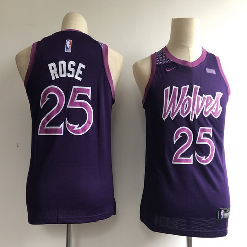 Personalized Youth Timberwolves 25 Derrick Rose Purple Youth 2018-19 City Edition Swingman Jersey