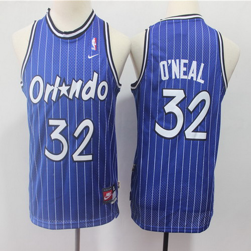 Personalized Youth Magic 32 Shaquille O’neal Blue Youth Throwback Jersey