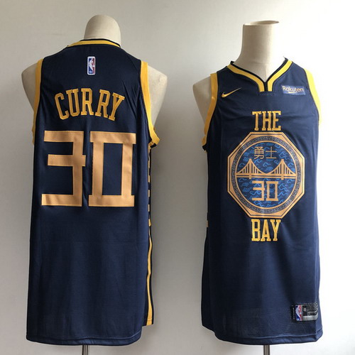 Personalized Warriors 30 Stephen Curry Navy 2018-19 City Edition Swingman Jersey