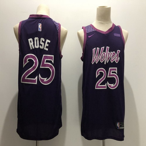 Personalized Timberwolves 25 Derrick Rose Purple 2018-19 City Edition Swingman Jersey