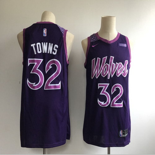 Personalized Timberwolves 32 Karl-Anthony Towns Purple 2018-19 City Edition Swingman Jersey