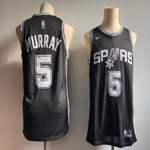 Personalized Spurs 5 Dejounte Murray Black Swingman Jersey