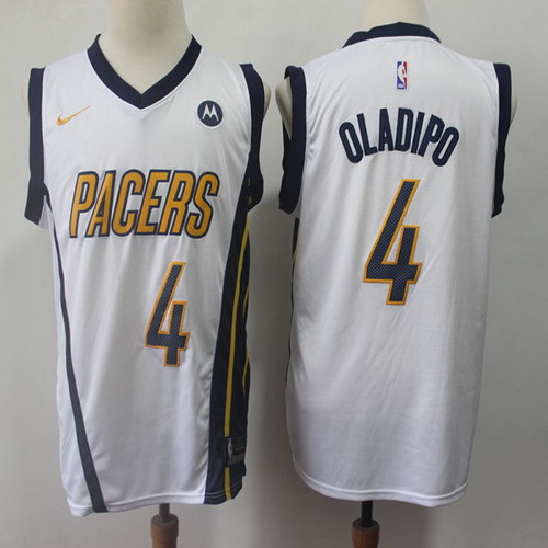 Personalized Pacers 4 Victor Oladipo White 2018-19 Earned Edition Swingman Jersey