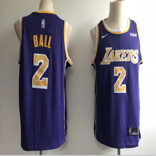 Personalized Lakers 2 Lonzo Ball Purple 2018-19 Swingman Jersey