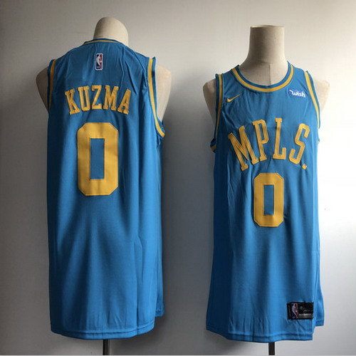 Personalized Lakers 0 Kyle Kuzma Light Blue Throwback Swingman Jersey