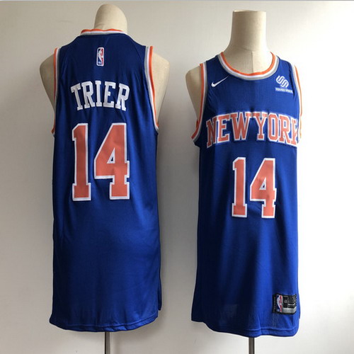 Personalized Knicks 14 Allonzo Trier Blue Swingman Jersey