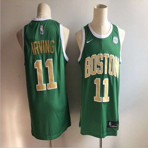 Personalized Celtics 11 Kyrie Irving Green 2018-19 Earned Edition Swingman Jersey