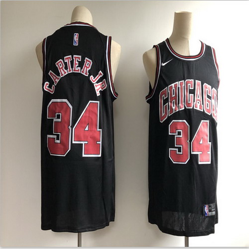 Personalized Bulls 34 Wendell Carter Jr. Black Swingman Jersey