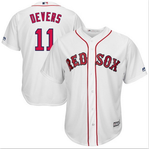 Personalized Red Sox 11 Rafael Denvers White Cool Base Jersey