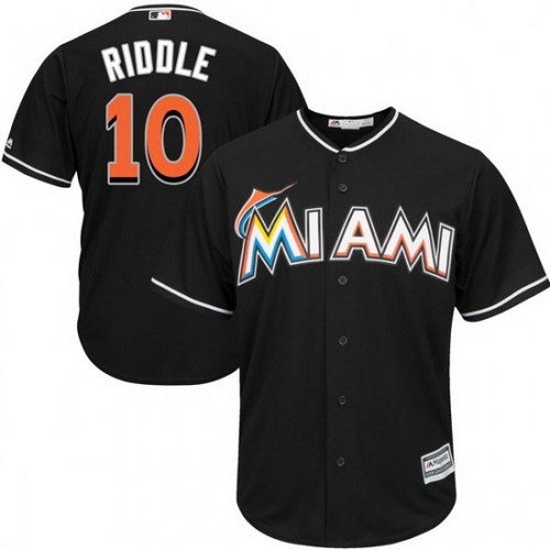Personalized Marlins 10 JT Riddle Black Cool Base Jersey