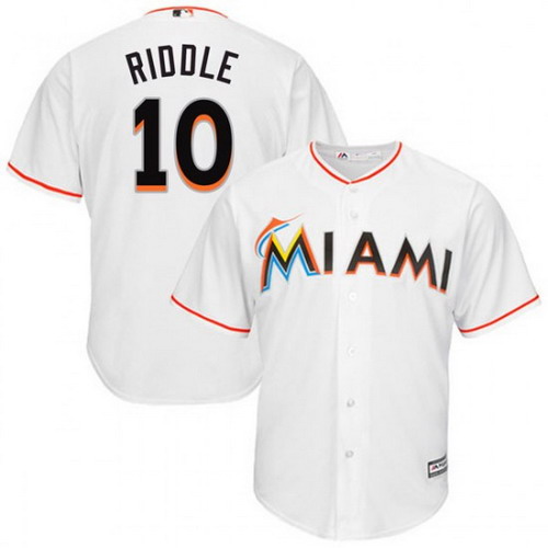 Personalized Marlins 10 JT Riddle White Cool Base Jersey