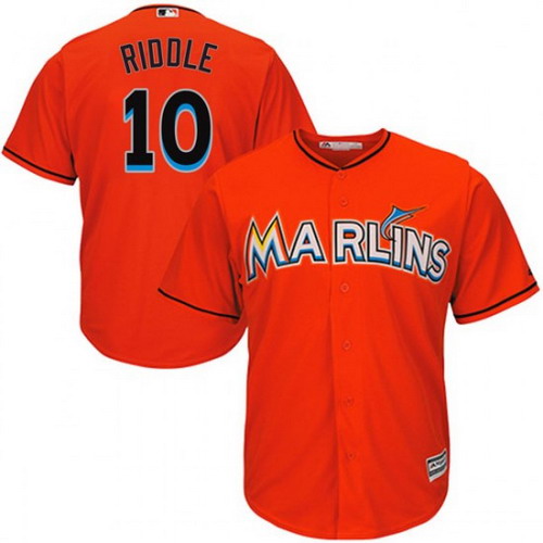 Personalized Marlins 10 JT Riddle Orange Cool Base Jersey