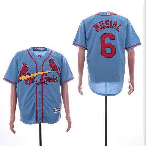 Personalized Cardinals 6 Stan Musial Light Blue Cool Base Jersey
