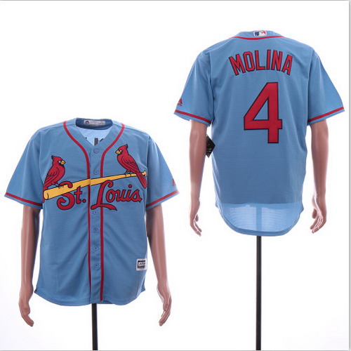 Personalized Cardinals 4 Yadier Molina Light Blue Cool Base Jersey