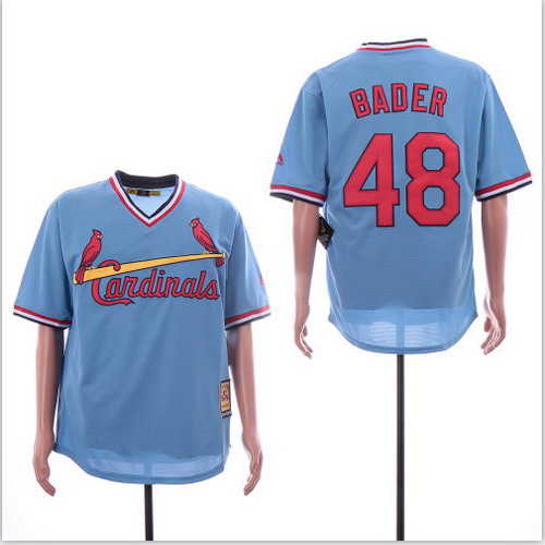 Personalized Cardinals 48 Harrison Bader Light Blue Throwback Cool Base Jersey