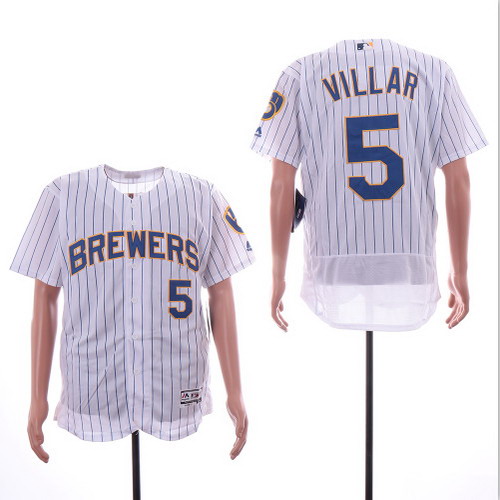Personalized Brewers 5 Jonathan Villar White Flexbase Jersey