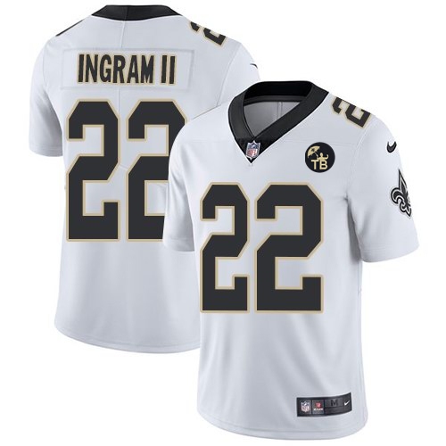 Personalized Saints 22 Mark Ingram II White With Tom Benson Patch Untouchable Limited Jersey