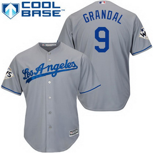Personalized Women Dodgers #9 Yasmani Grandal Gray Cool Base 2017 World Series Bound Stitched MLB Jersey