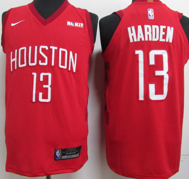 Personalized Rockets 13 James Harden Red 2018-19 Earned Edition Authentic Jersey