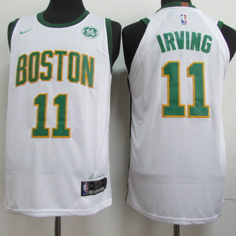 Personalized Celtics 11 Kyrie Irving White 2018-19 City Edition Authentic Jersey
