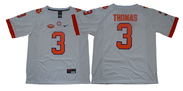 Personalized Clemson Tigers 3 Xavier Thomas White College Football Jersey