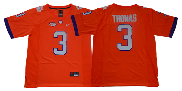 Personalized Clemson Tigers 3 Xavier Thomas Orange College Football Jersey