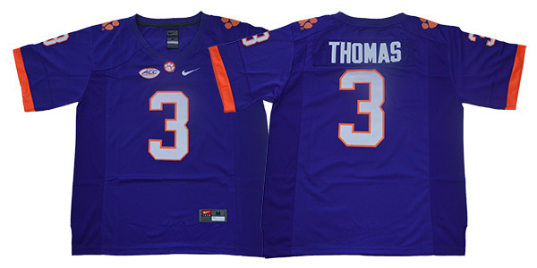 Personalized Clemson Tigers 3 Xavier Thomas Purple College Football Jersey