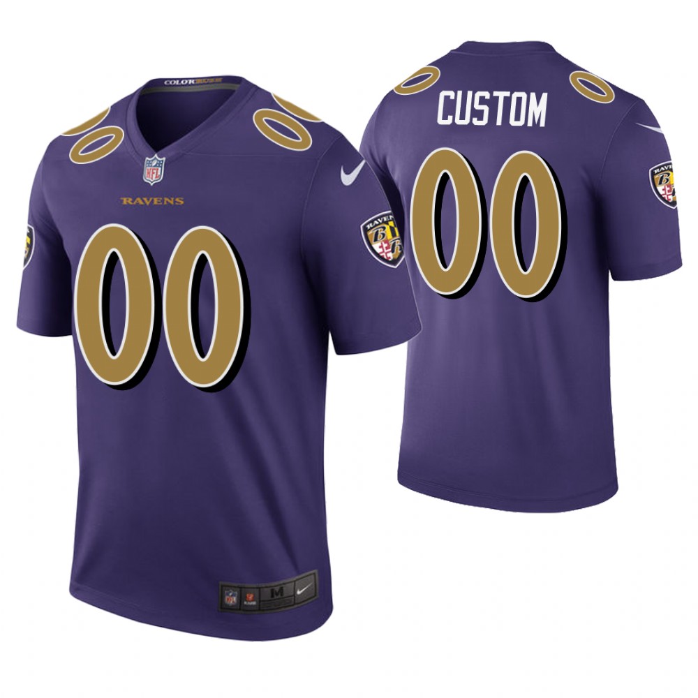 Personalized Custom Men Baltimore Ravens Purple Color Rush Jersey