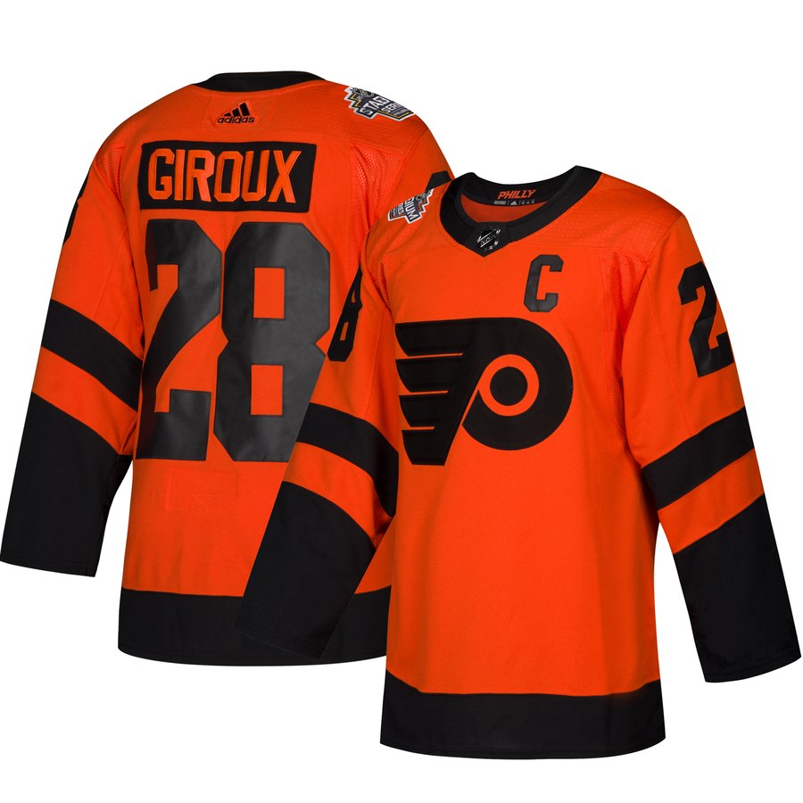 Personalized Philadelphia Flyers #28 Claude Giroux Orange 2019 NHL Stadium Series Jersey