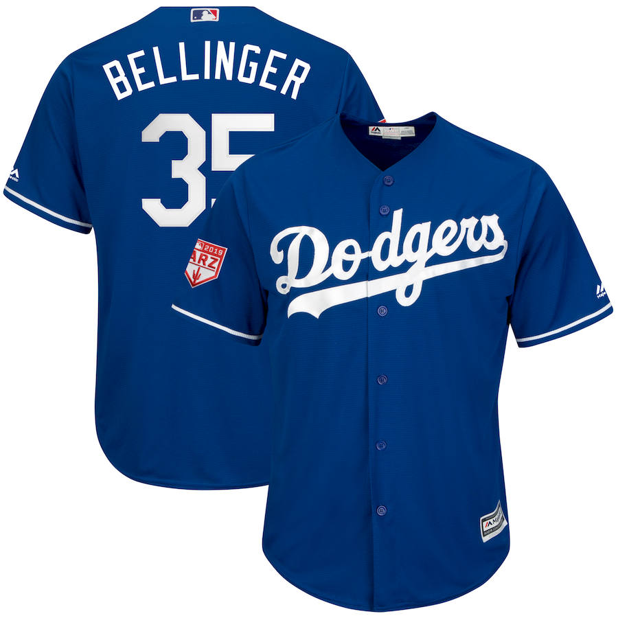 Personalized Dodgers 35 Cody Bellinger Royal 2019 Spring Training Cool Base Jersey