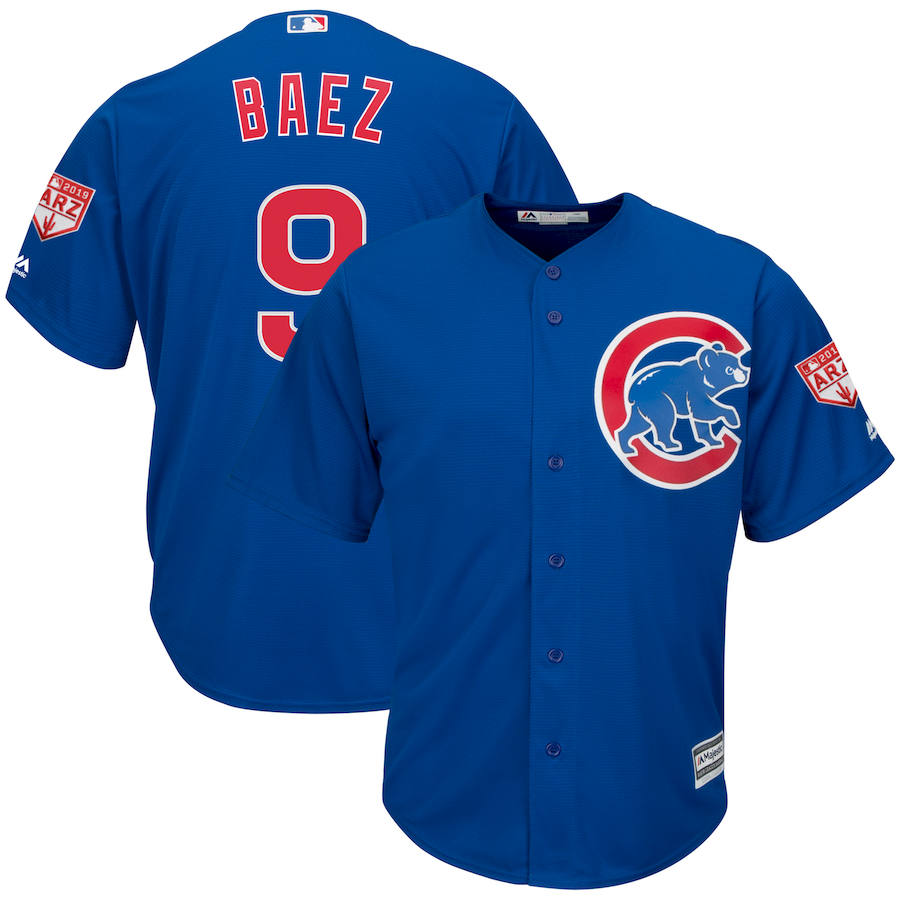 Personalized Cubs 9 Javier Baez Royal 2019 Spring Training Cool Base Jersey
