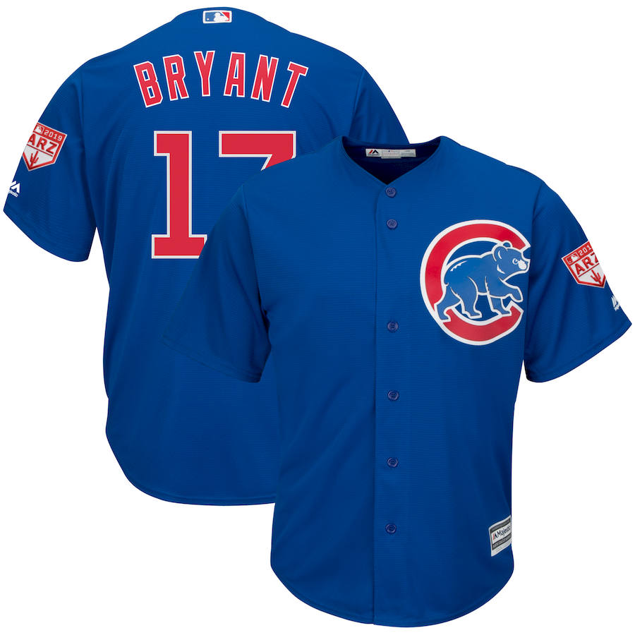 Personalized Cubs 17 Kris Bryant Royal 2019 Spring Training Cool Base Jersey
