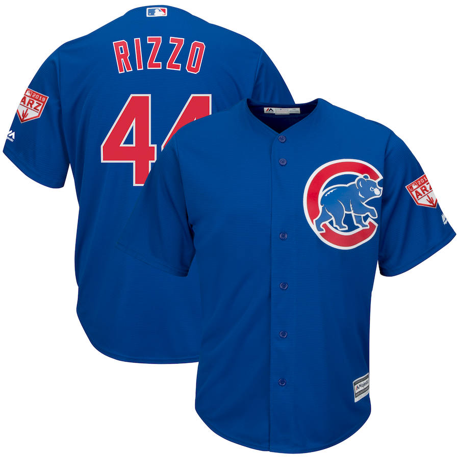 Personalized Cubs 44 Anthony Rizzo Royal 2019 Spring Training Cool Base Jersey