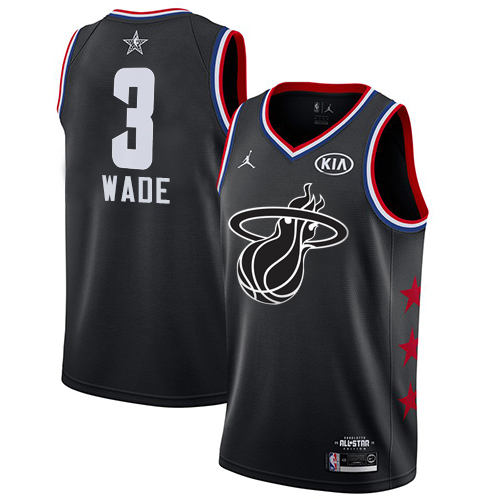 Personalized Heat #3 Dwyane Wade Black Basketball Jordan Swingman 2019 All-Star Game Jersey