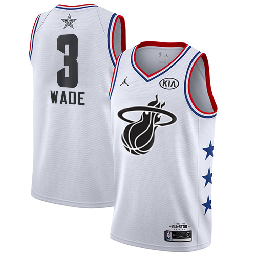 Personalized Heat #3 Dwyane Wade White Basketball Jordan Swingman 2019 All-Star Game Jersey