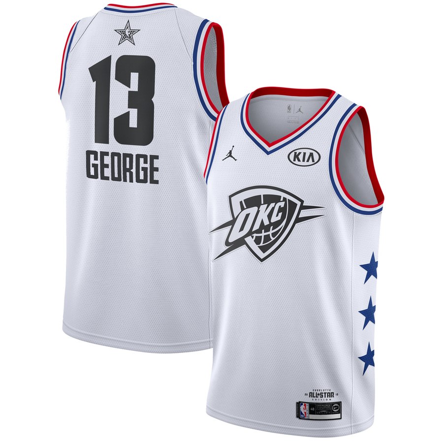 Personalized Thunder 13 Paul George White 2019 NBA All-Star Game Jordan Brand Swingman Jersey