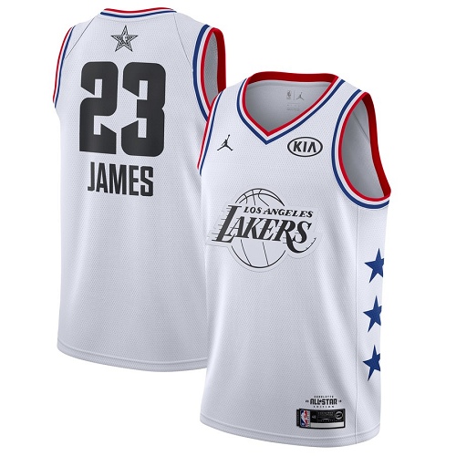 Personalized Lakers #23 LeBron James White Basketball Jordan Swingman 2019 All-Star Game Jersey
